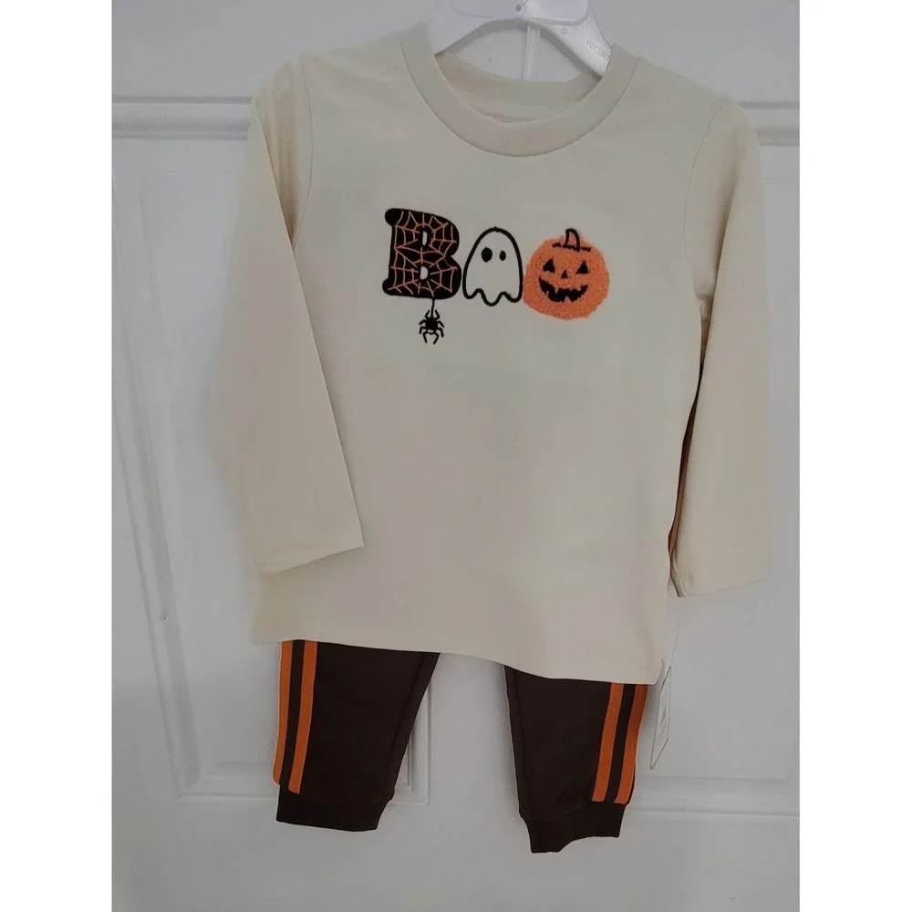 Magical Kids Boys Set 2-Piece Sweatshirt & Pants Halloween 12M Beige And Brown N